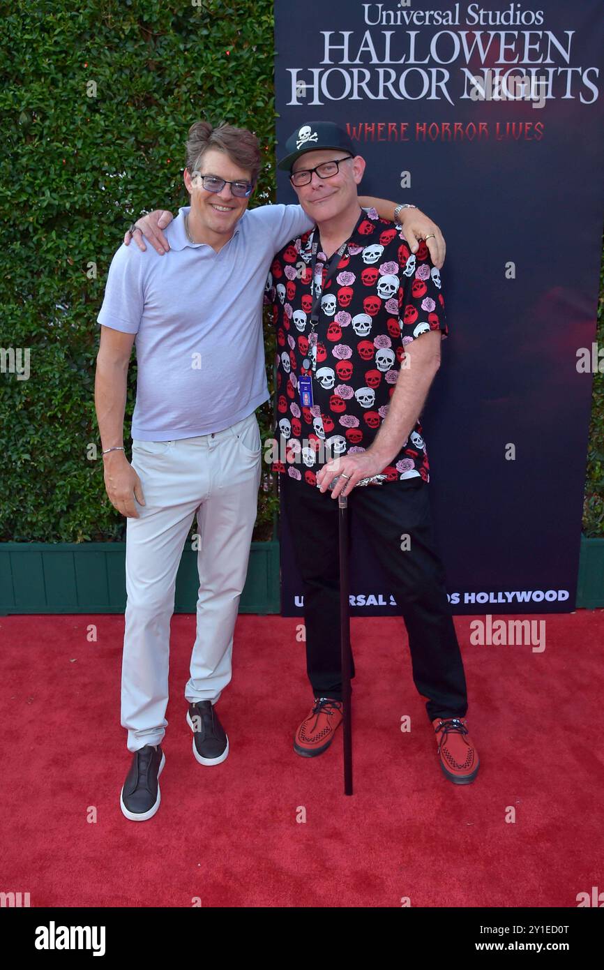 Jason Blum und John Murdy BEI der Eröffnung der Halloween Horror Nights in den Universal Studios Hollywood. Universal City, 05.09.2024 *** Jason Blum Banque D'Images