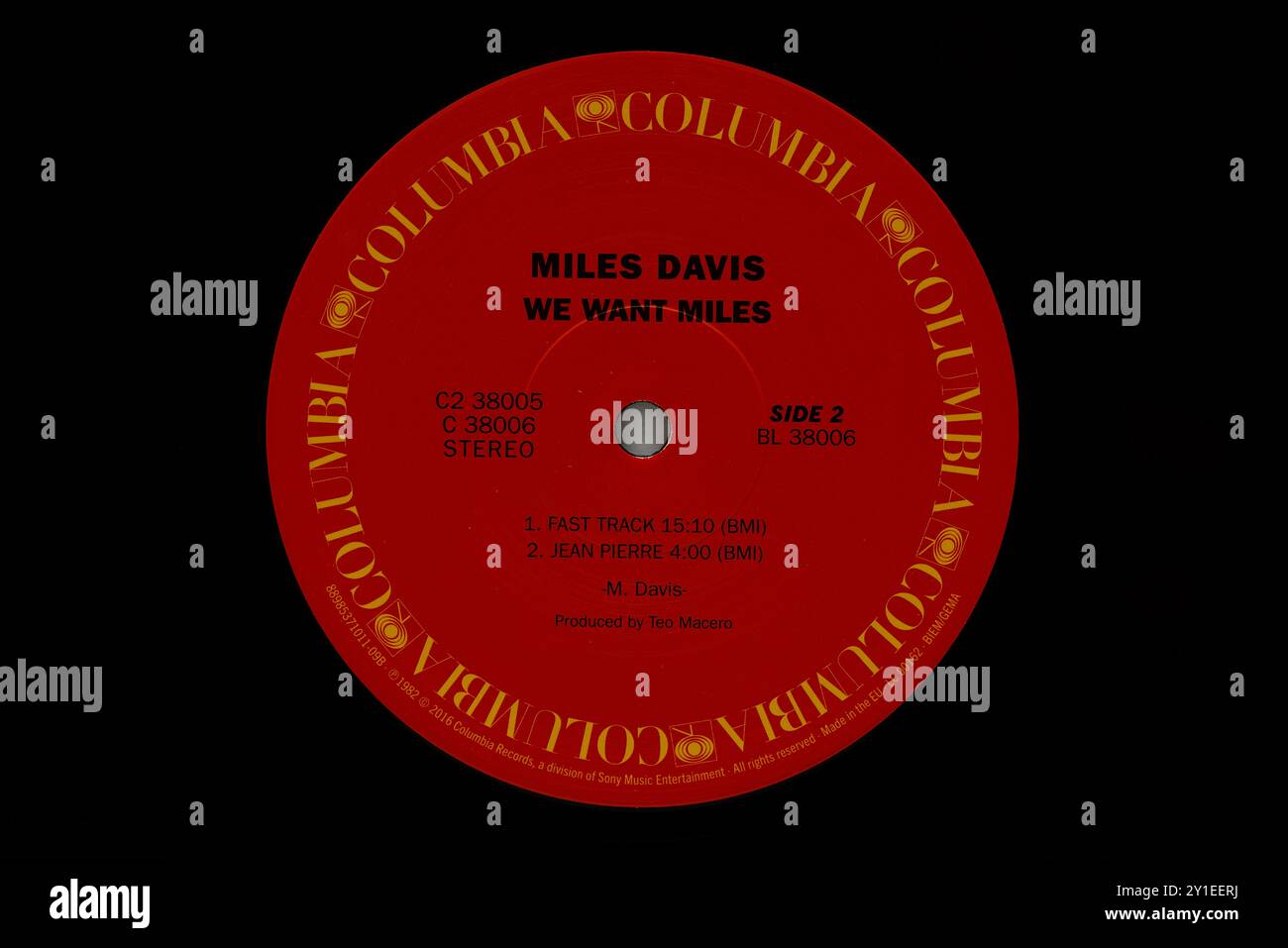 Vinitage Record Label : Miles Davis-We Want Miles. Columbia Records, fondée en 1934 Banque D'Images