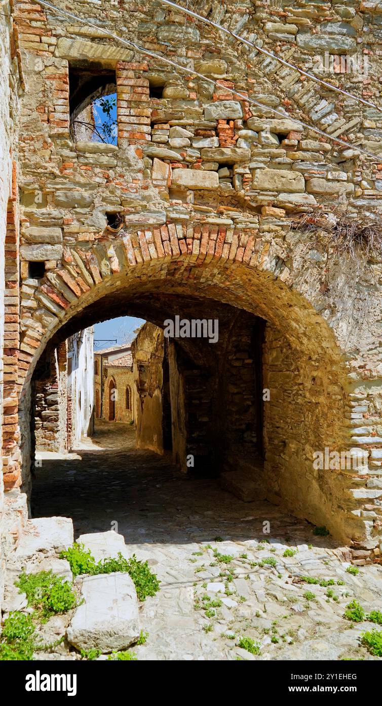 Village fantôme de Rabatana, Tursi, Matera, Basilicate, Italie Banque D'Images