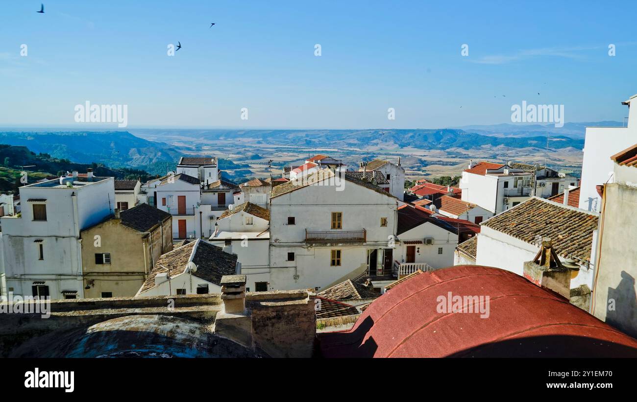 Pisticci, le district de Dirupo, Matera, Basilicate, Italie Banque D'Images