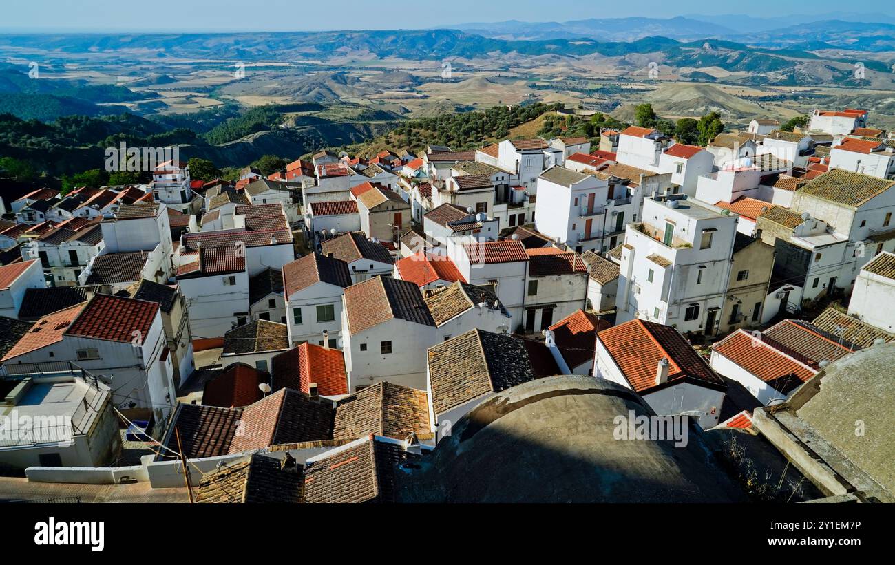 Pisticci, le district de Dirupo, Matera, Basilicate, Italie Banque D'Images