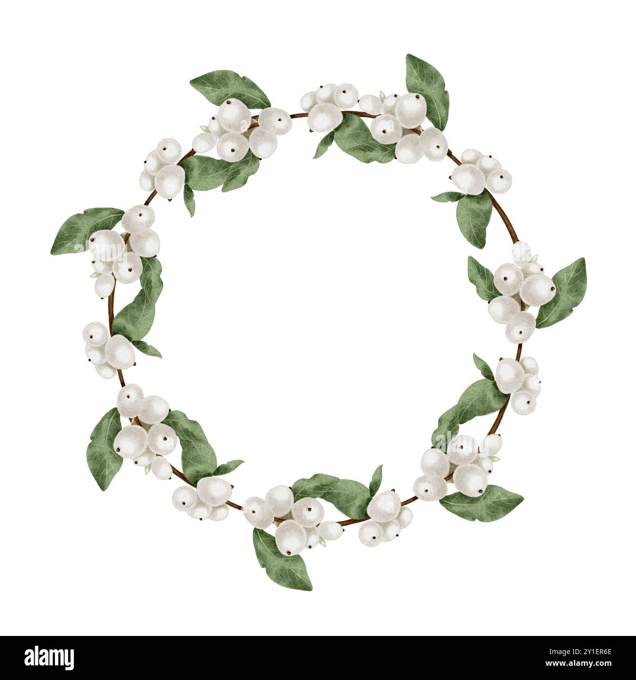 Couronne de Noël et de baies de neige. Illustration aquarelle Banque D'Images