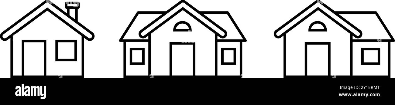 Illustration vectorielle de contour de symbole de maison et d'icône de maison Illustration de Vecteur