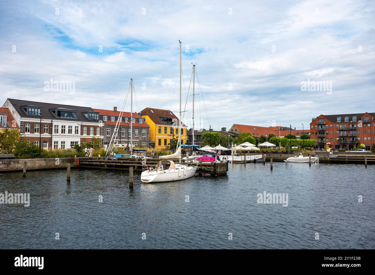 Fredericia, Jutland, Danemark, 25 juillet 2024 - paysage sur le vieux port Banque D'Images