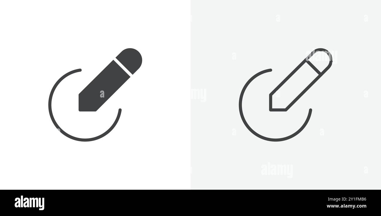 Modifier l'icône Collection de contours plats en arrière-plan noir et blanc Illustration de Vecteur