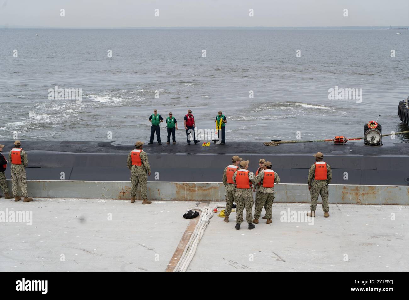 LEONARDO, New Jersey : le PCU New Jersey (SSN 796) s'installe à la Naval Weapons Station Earle Pier le 6 septembre 2024 en préparation de la cérémonie de mise en service du sous-marin à attache rapide de classe Virginia. U.S. Navy photo par Bill Addison / publié Banque D'Images