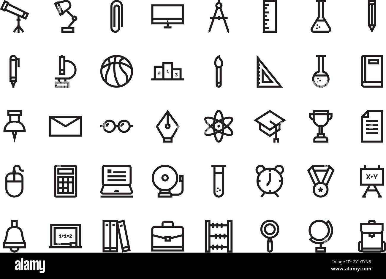 Icônes de l'école Collection d'icônes vectorielles de haute qualité avec trait modifiable. Idéal pour les projets professionnels et créatifs. Illustration de Vecteur