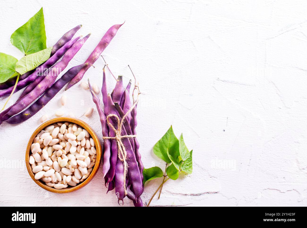 Haricots blancs séchés non cuits dans un bol Banque D'Images