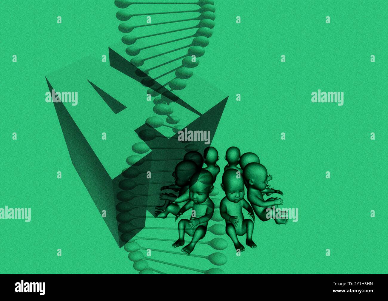 Génie génétique avec IA (intelligence artificielle), illustration conceptuelle. Banque D'Images