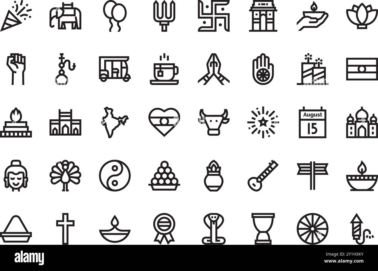 Icônes de jour de l'indépendance de l'Inde Collection d'icônes vectorielles de haute qualité avec Stroke modifiable. Idéal pour les projets professionnels et créatifs. Illustration de Vecteur
