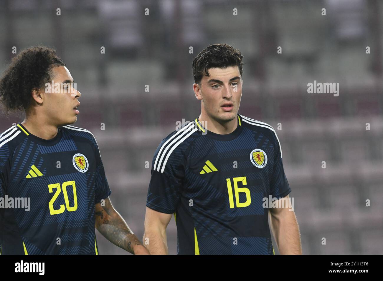 . Championnat des moins de 21 ans de l'UEFA Ecosse v, Espagne. , . Tynecastle Park, Édimbourg. Écosse U21 Jeremiah Mullen (20 ans) de (Leeds Utd) & Lewis Neilson de (St Johnstone on Loan from Hearts Credit : eric mccowat/Alamy Live News Banque D'Images