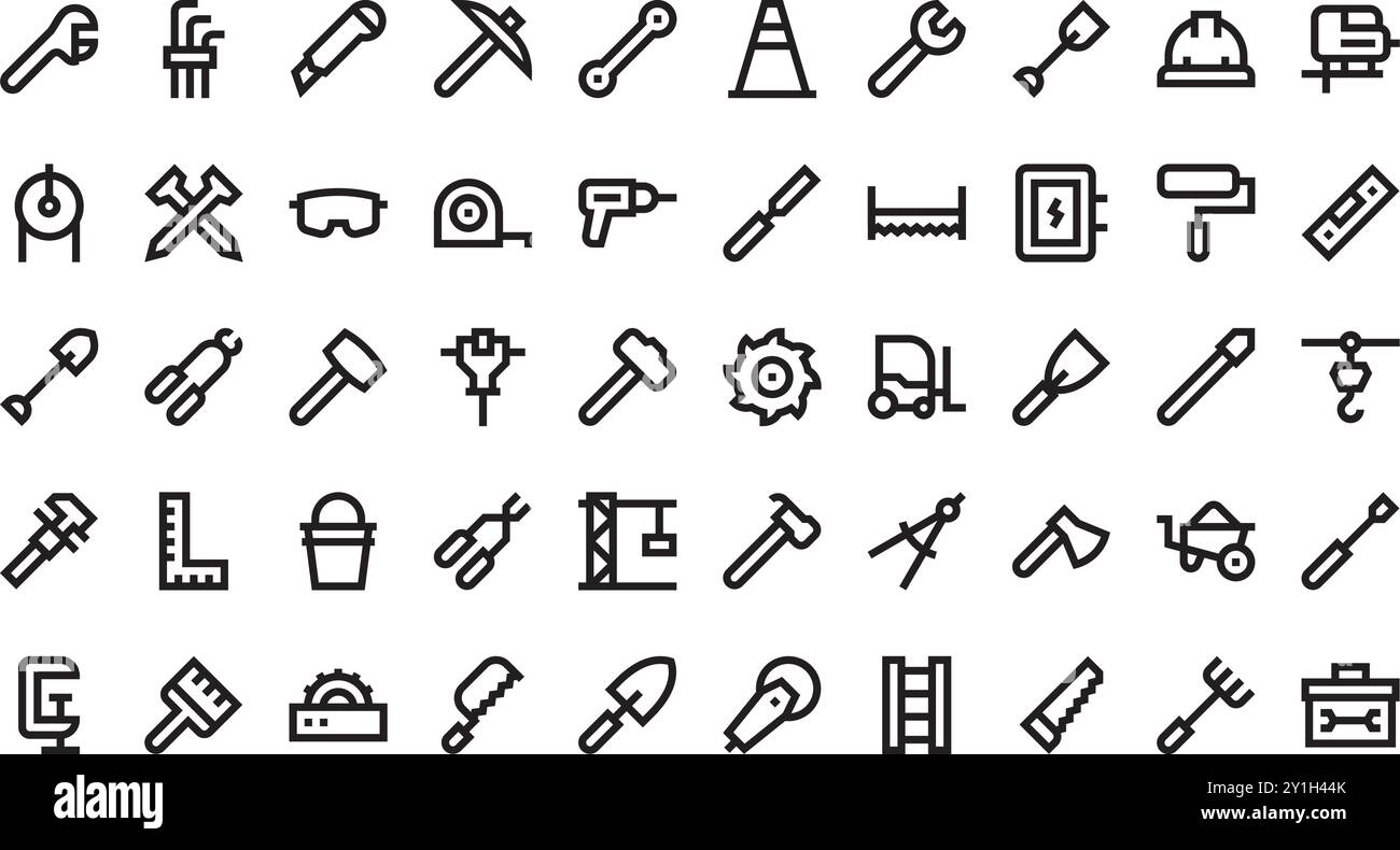 Icônes de construction et d'outils Collection d'icônes vectorielles de haute qualité avec contour modifiable. Idéal pour les projets professionnels et créatifs. Illustration de Vecteur