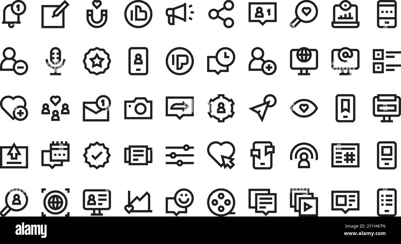 Icônes de médias sociaux Collection d'icônes vectorielles de haute qualité avec contour modifiable. Idéal pour les projets professionnels et créatifs. Illustration de Vecteur