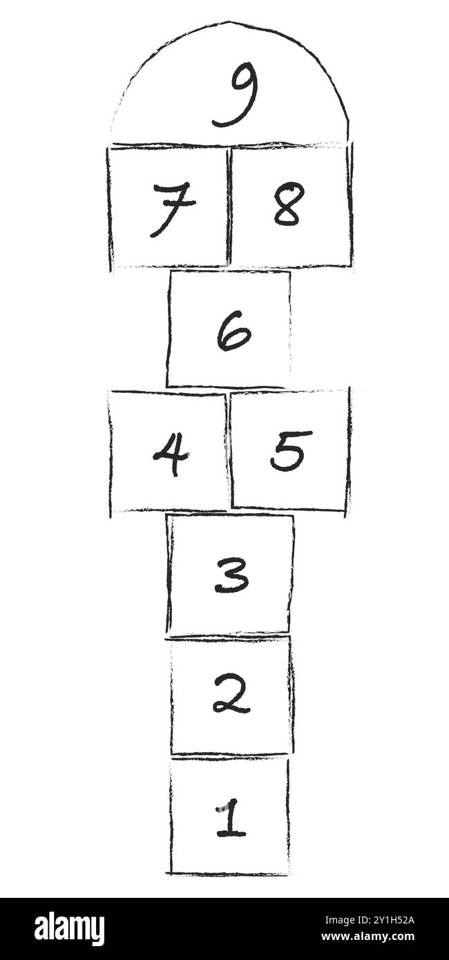 Jeu de rue pour enfants et terrain de jeu hopscotch jeu plat illustration vectorielle. Illustration de Vecteur