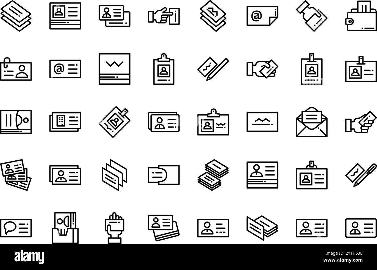 Icônes de cartes de visite Collection d'icônes vectorielles de haute qualité avec contour modifiable. Idéal pour les projets professionnels et créatifs. Illustration de Vecteur