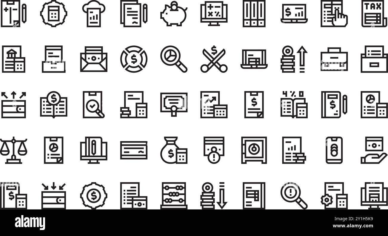 Icônes de tenue de livres Collection d'icônes vectorielles de haute qualité avec trait modifiable. Idéal pour les projets professionnels et créatifs. Illustration de Vecteur