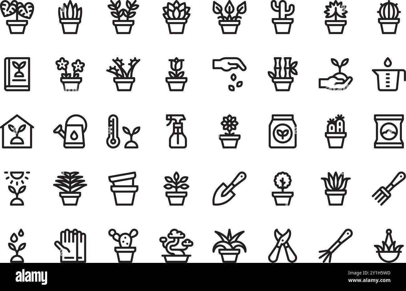 Icônes de plantes d'intérieur Collection d'icônes vectorielles de haute qualité avec Stroke modifiable. Idéal pour les projets professionnels et créatifs. Illustration de Vecteur