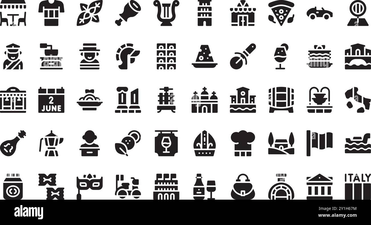 Italie icônes Collection d'icônes vectorielles de haute qualité avec un trait modifiable. Idéal pour les projets professionnels et créatifs. Illustration de Vecteur