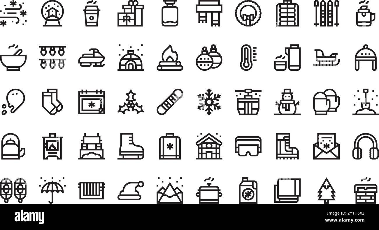 Winter Things Icons Collection d'icônes vectorielles de haute qualité avec Stroke modifiable. Idéal pour les projets professionnels et créatifs. Illustration de Vecteur