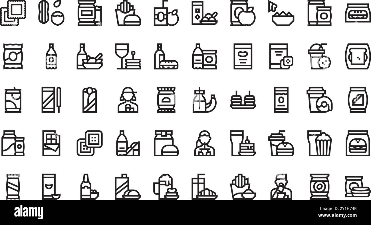 Icônes Snacking Collection d'icônes vectorielles de haute qualité avec contour modifiable. Idéal pour les projets professionnels et créatifs. Illustration de Vecteur