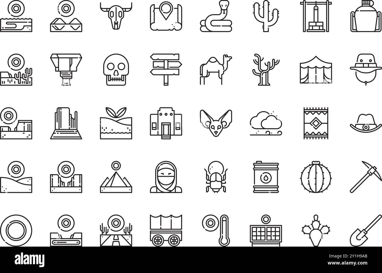 Desert Icons Collection d'icônes vectorielles de haute qualité avec Stroke modifiable. Idéal pour les projets professionnels et créatifs. Illustration de Vecteur