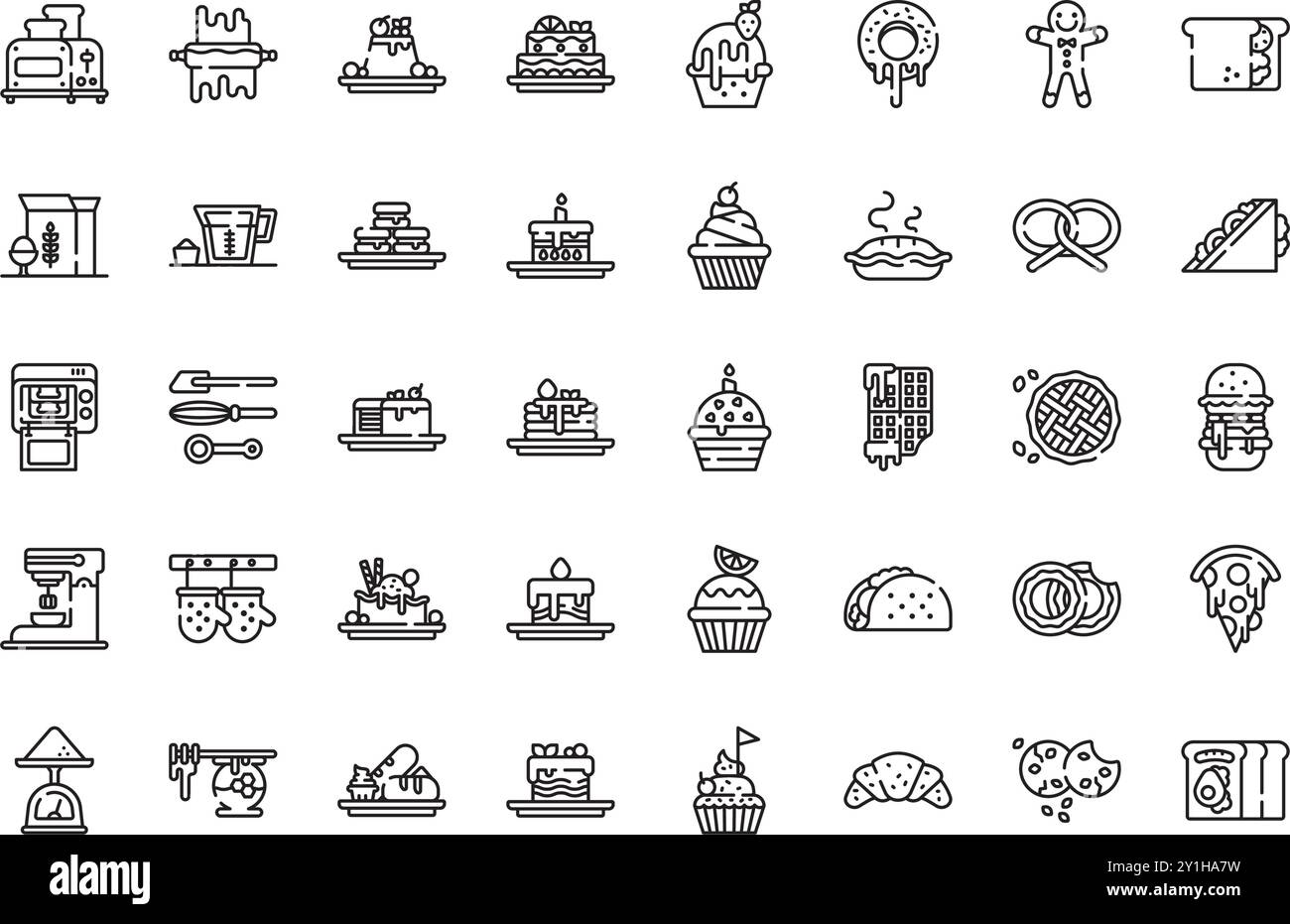 Icônes de boulangerie Collection d'icônes vectorielles de haute qualité avec trait modifiable. Idéal pour les projets professionnels et créatifs. Illustration de Vecteur