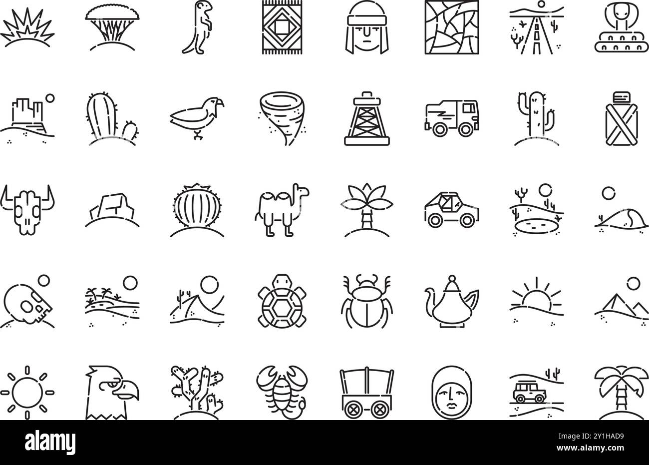 Desert Icons Set Collection d'icônes vectorielles de haute qualité avec Stroke modifiable. Idéal pour les projets professionnels et créatifs. Illustration de Vecteur