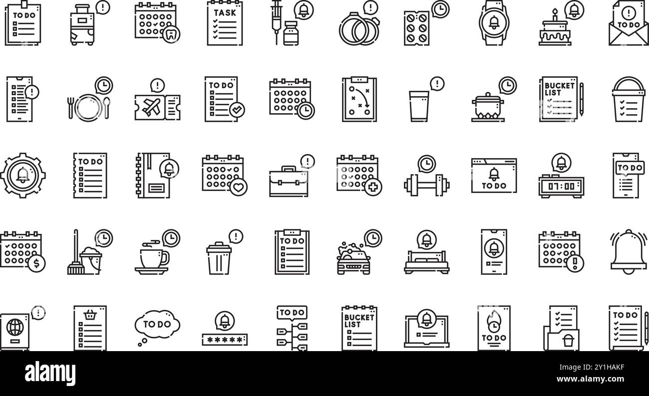 Icônes de tâches . Collection d'icônes vectorielles de haute qualité avec contour modifiable. Idéal pour les projets professionnels et créatifs. Illustration de Vecteur