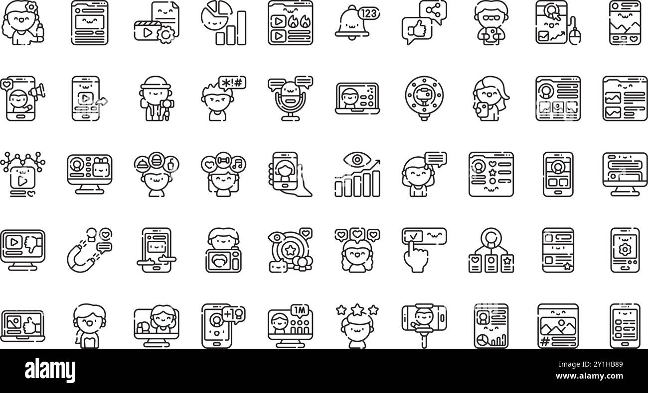 Influenceur Collection d'icônes vectorielles de haute qualité avec contour modifiable. Idéal pour les projets professionnels et créatifs. Illustration de Vecteur