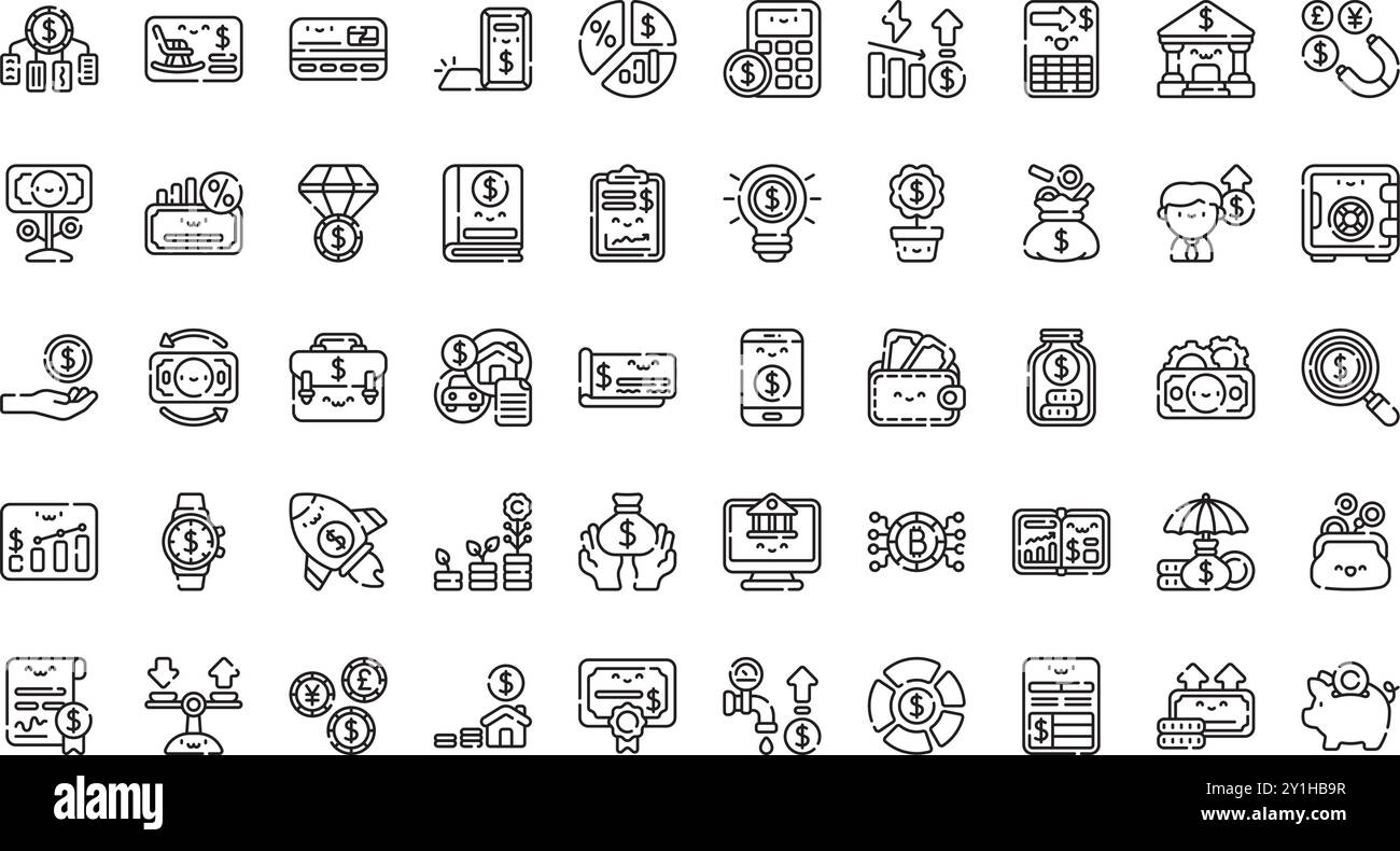 Icônes d'économies Collection d'icônes vectorielles de haute qualité avec contour modifiable. Idéal pour les projets professionnels et créatifs. Illustration de Vecteur