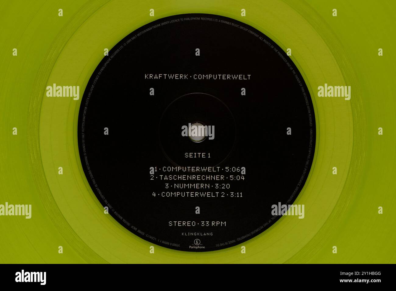 Vinitage Record Label : Kraftwerk-Computerwelt. Parlophone, fondée en 1896 Banque D'Images