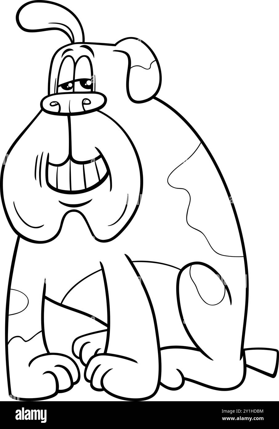 Illustration de bande dessinée de drôle tacheté chien comique page de coloriage de personnage d'animal Illustration de Vecteur