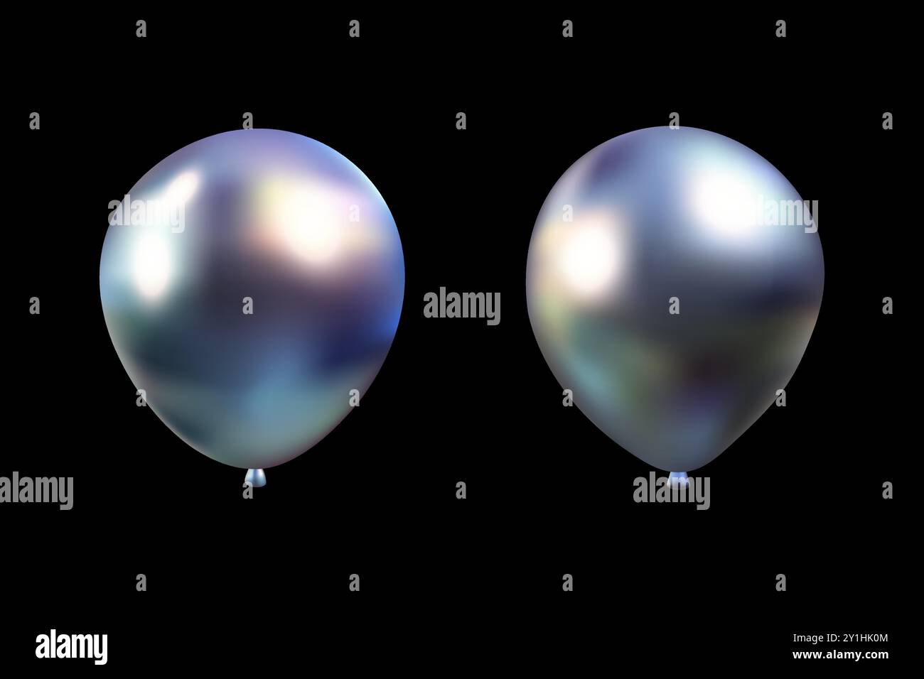 Vecteur de figure de chrome de ballon 3D. Style Y2K, éléments pour félicitations de conception, affiche sur noir Illustration de Vecteur