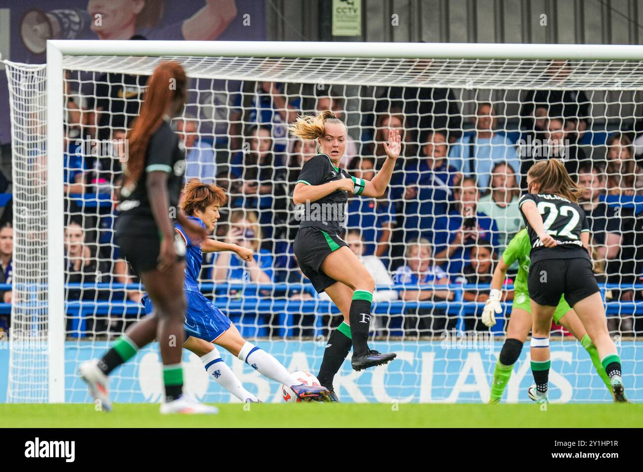 Londres, Royaume-Uni. 07 septembre 2024. Londres - Maika Hamano de Chelsea FC Women marque le 7-0 lors d'un match amical dans la saison 2024/2025. Le match se déroule entre Chelsea FC Women et Feyenoord V1 à Kingsmeadow le 7 septembre 2024 à Londres. Crédit : Box to Box Pictures/Alamy Live News Banque D'Images