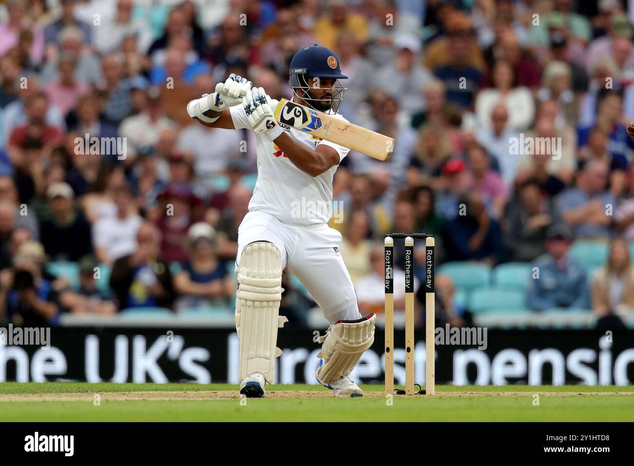 Londres, Angleterre. 7 septembre 2024. Dimuth Karunaratne du Sri Lanka lors du troisième test match masculin de Rothesay jour 2 entre l'Angleterre et le Sri Lanka au Kia Oval. Crédit : Ben Whitley/Alamy Live News Banque D'Images