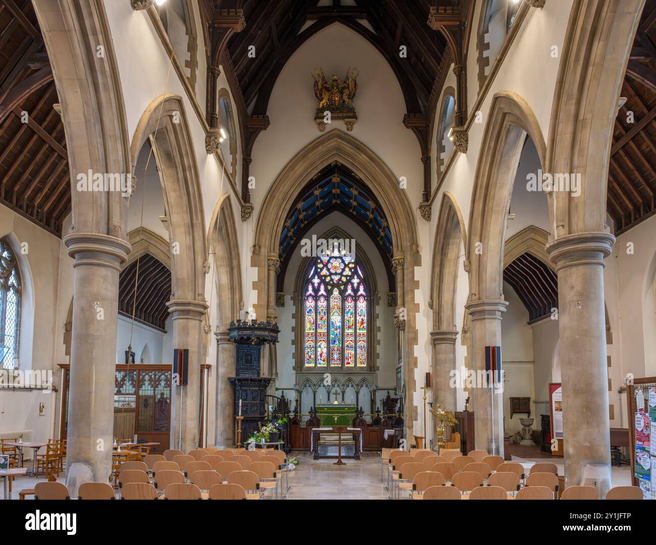 Intérieur de Newport Minster, Newport, île de Wight, Angleterre, Royaume-Uni Banque D'Images