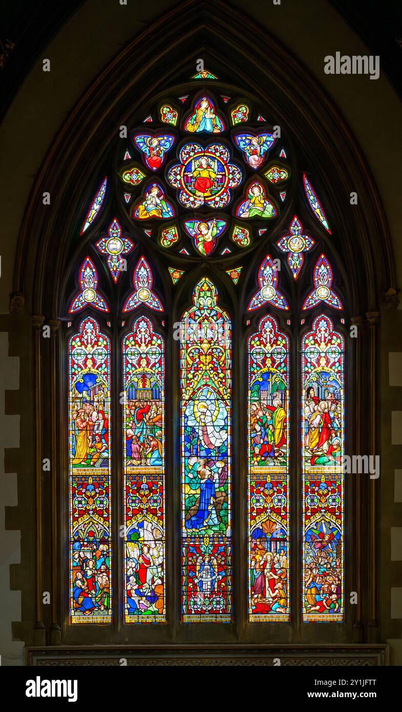 Vitrail à Newport Minster, Newport, île de Wight, Angleterre, Royaume-Uni Banque D'Images