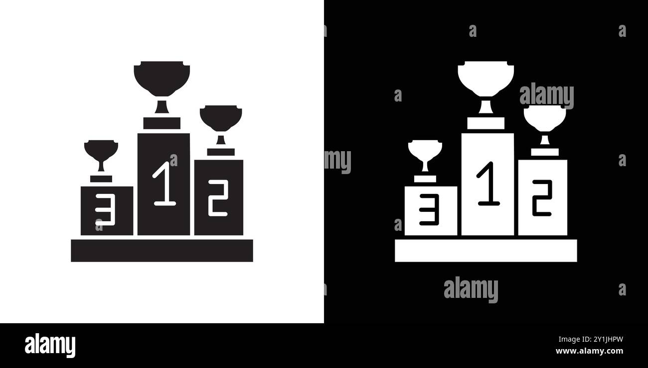 Premier deuxième troisième prix icône de coupe de trophée simple symbole de vecteur plat contour de collection logo Illustration de Vecteur