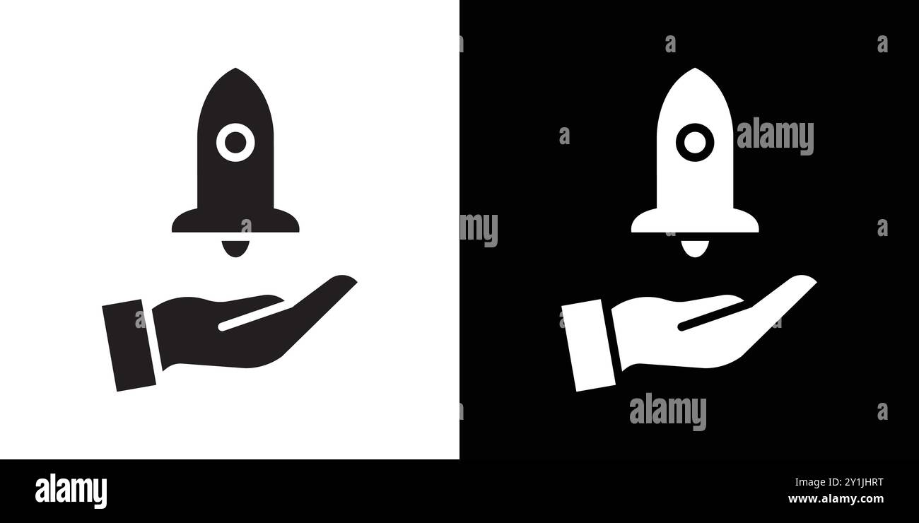 Lancer l'icône de projet de démarrage simple vecteur plat symbole contour collection Set logo Illustration de Vecteur