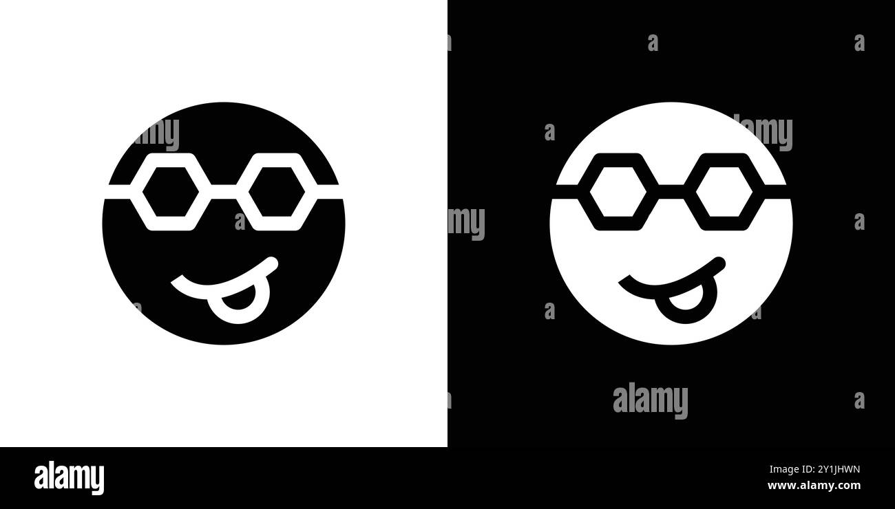 Cool Emoji Icon design simple plat symbole vectoriel contour collection logo Illustration de Vecteur