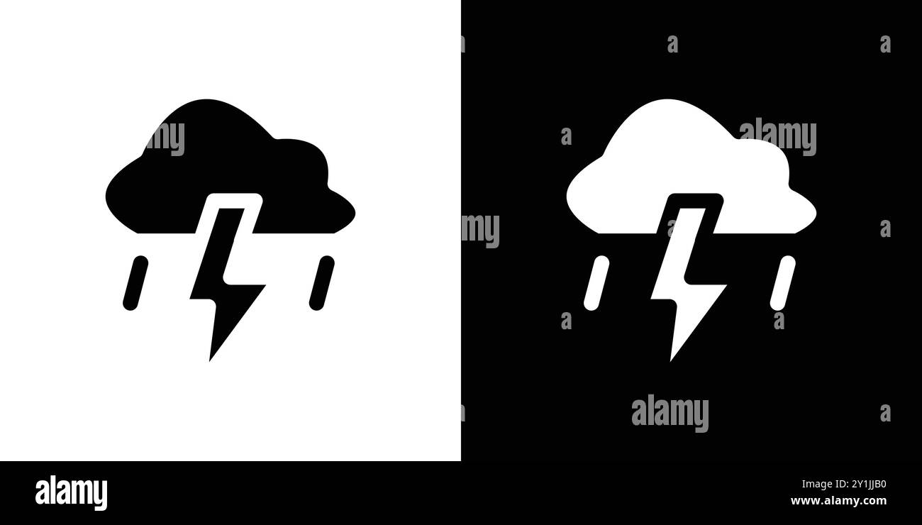 Thunder Lightening icône design simple vecteur plat symbole contour collection logo Illustration de Vecteur