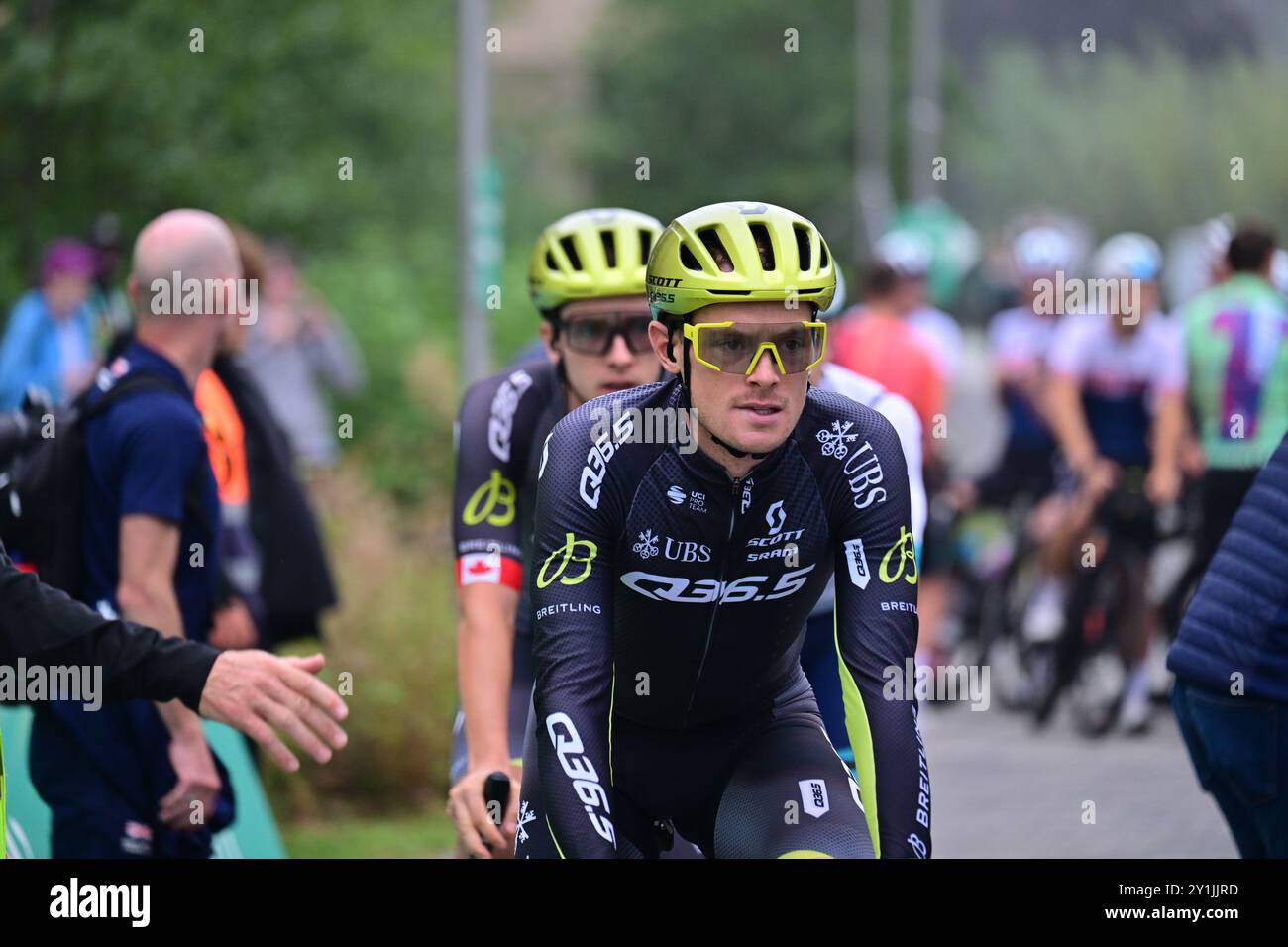 Lloyds Tour of Britain étape 5 Northampton à Northampton. Rory Townsend au départ de la course pour Q36.5 Pro Cycling Team Banque D'Images