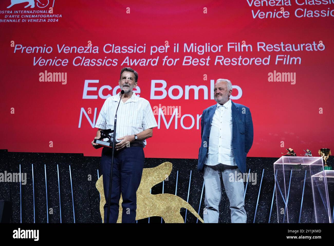 Venezia, Italie. 07 septembre 2024. Nanni Moretti reçoit les Venice Classics Awards du meilleur film restauré au 81e Festival International du film de Venise le 07 septembre 2024 à Venise, Italie. (Photo de Gian Mattia D'Alberto/LaPresse) crédit : LaPresse/Alamy Live News Banque D'Images