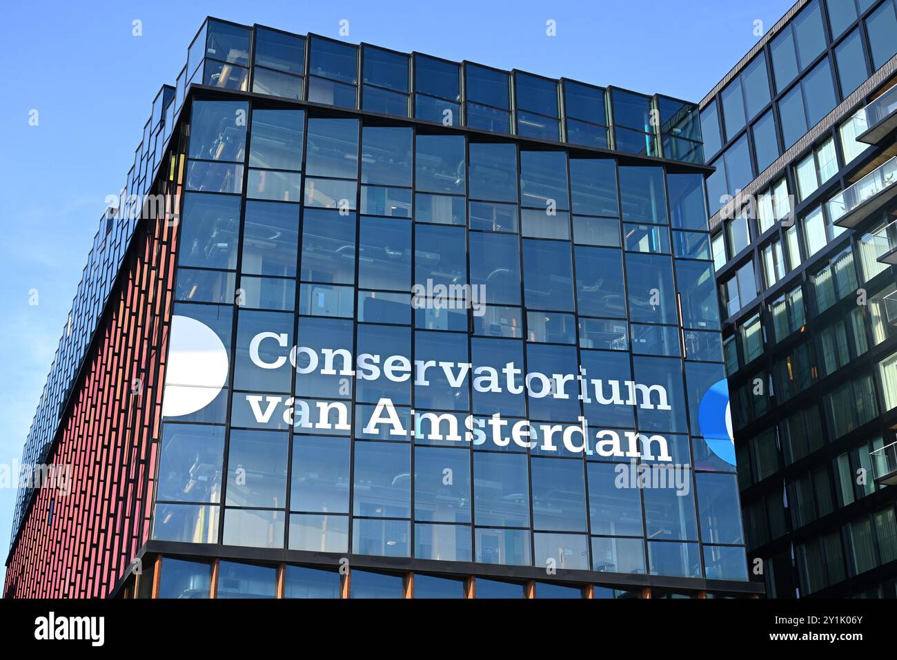 Amsterdam, pays-Bas - 27 août 2024 : Conservatorium van Amsterdam (CVA), un conservatoire néerlandais de musique à Amsterdam. Banque D'Images