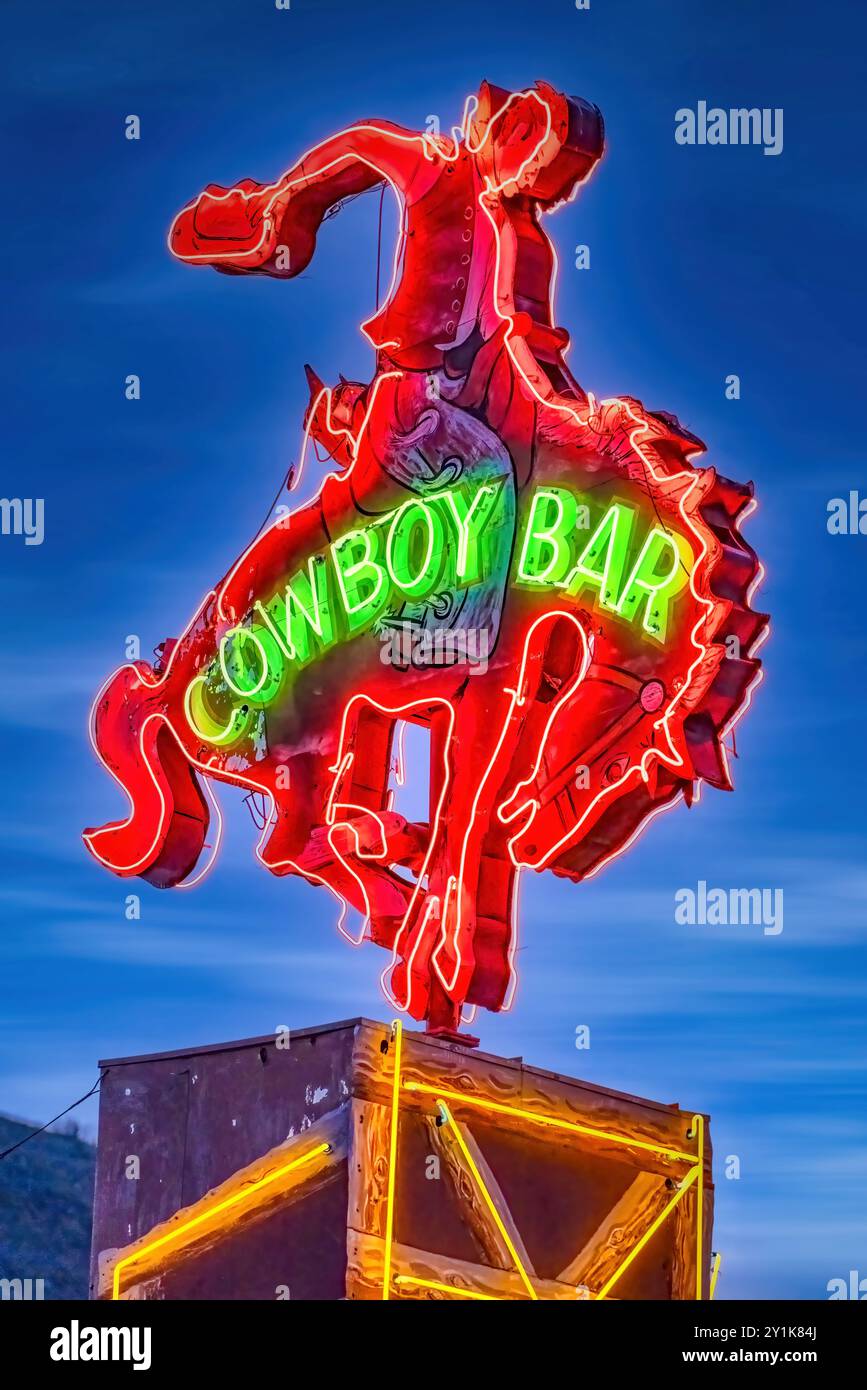 Le million Dollar Cowboy Bar à Jackson Hole, Wyoming, est l'un des bars les plus connus de l'Ouest. Le bar a été ouvert pour la première fois en 1937. Beaucoup de pays singe Banque D'Images
