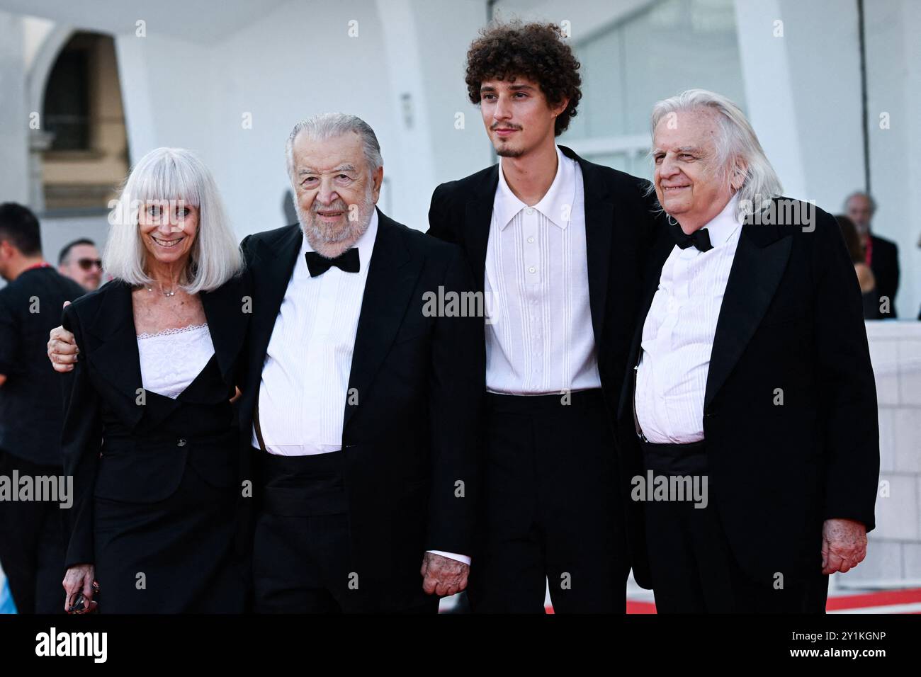 Venise, Italie. 07 septembre 2024. Pupi Avati, Filippo Scotti, Antonio Avati, Rita Tushingham présents au tapis rouge de clôture du 81e Festival International du film de Venise, à Venise, Italie, le 7 septembre 2024. Photo Aurore MARECHAL/ABACAPRESS. COM Credit : Abaca Press/Alamy Live News Banque D'Images