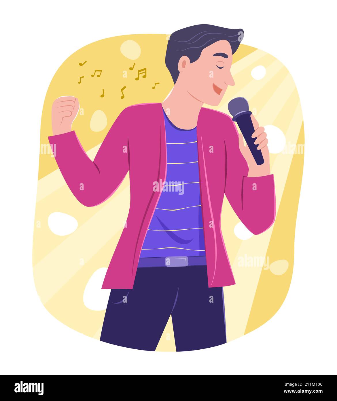 Singer Man chantant une chanson pour concert performance concept illustration Illustration de Vecteur