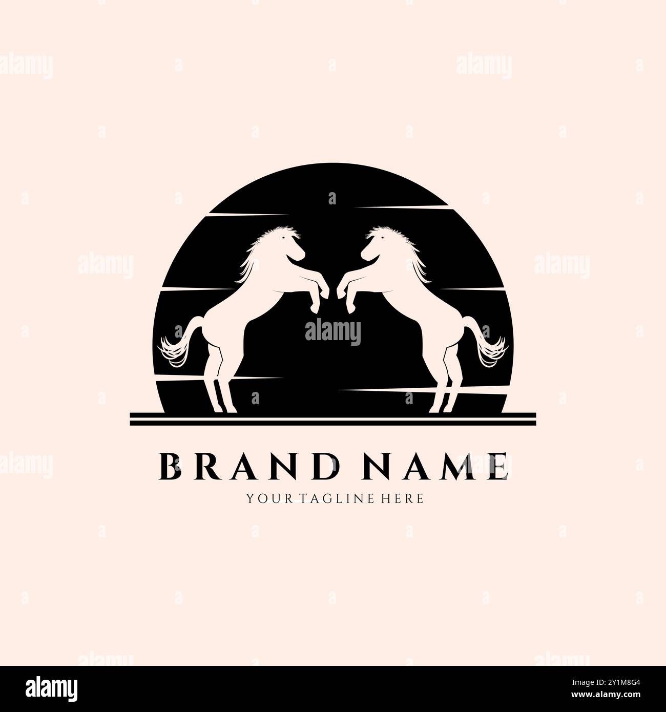 Vintage Horse logo Vector modèle illustration Design, badge logo cheval Illustration de Vecteur