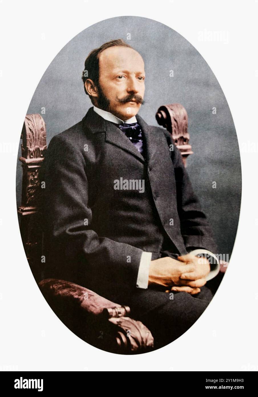 1897 c. Paris , FRANCE : le riche homme d'affaires suisse CÉSAR RITZ ( César , 1850 - 1918 ), fondateur de l'HÔTEL RITZ à Paris et Londres . Il a été appelé 'roi des hôteliers, et hôtelier aux rois. 'Photographe inconnu. - PORTRAIT - PORTRAIT - RITRATTO - HISTOIRE - foto storica - MODE - MODA MASCHILE - BELLE EPOQUE - ALBERGATORE - LUSSO - LUXE - baffi - moustache - cravatta - cravate - collier --- Archivio GBB Banque D'Images