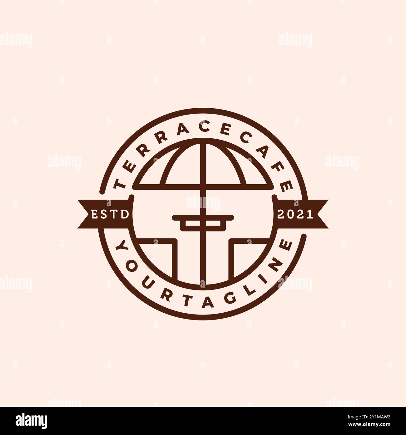 Terrace Cafe Line Art logo illustration vectorielle Design. Restaurant, Café, Café logo de modèle de badge Design. Illustration de Vecteur